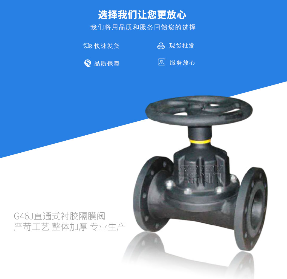 G46J直通式襯膠隔膜閥  G46J直通式襯膠隔膜閥