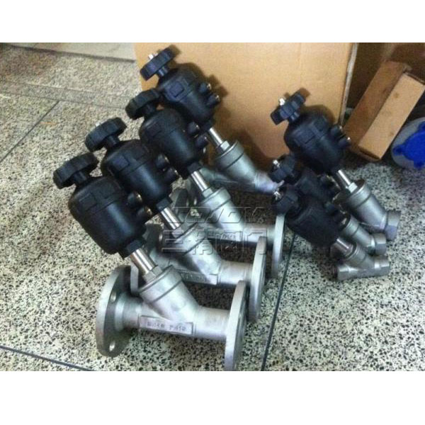 塑料頭氣動帶手動角座閥