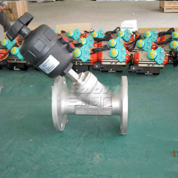 塑料頭氣動帶手動角座閥